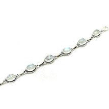 Sterling Silver Natural Moonstone Gemstone Handmade Bracelet Mother&#39;s Day Gift - £86.12 GBP