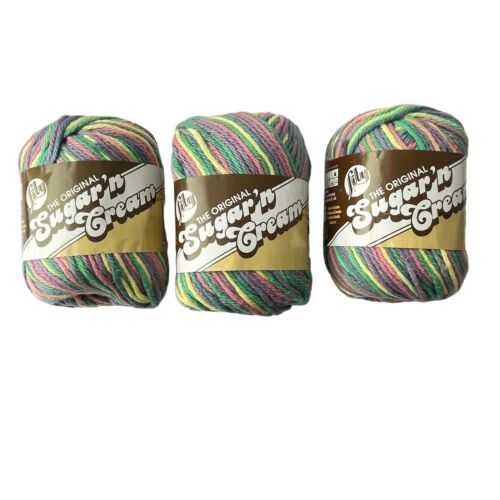 Lily Yarn Original Sugar n' Cream Rainbow Bright Color No. 200  Lot of 3 4-Ply - $28.93