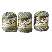 Lily Yarn Original Sugar n&#39; Cream Rainbow Bright Color No. 200  Lot of 3 4-Ply - £23.32 GBP