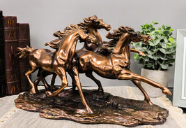 Rustic Western Wild And Free 3 Running Stallion Horses Racing The Wind F... - £66.69 GBP