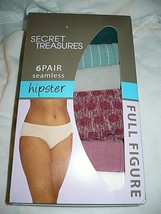 Secret Treasures Full Figure Hipster Panties 6 Pair Size 1X/11 Seamless - £12.12 GBP