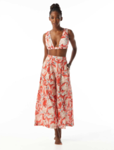 CARMEN MARC VALVO Swim Cover Up Pants Cropped Wide Leg Tiger Lily Med $1... - $26.99