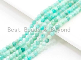 Top Quality Faceted Amazonite Round Beads 3mm/4mm Gemstones Beads,Natural - £9.50 GBP+