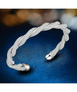 Wedding party Jewelry Silver Charming Mesh Wide Braided Women Bangle Bra... - $266.17 MXN