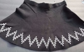 Candies Black White Polka Dot Skater Skirt Knit Circle Mini Chevron Sparkle XL - £26.57 GBP