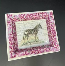 John Derain NY Zebra Violets Tray Porcelain Trinket Catchall Tozai Home 7.5&quot; - £39.56 GBP