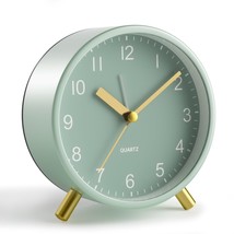 Analog Alarm Clock, 4 Inch Super Silent Non Ticking Small Clock With Nig... - $27.99