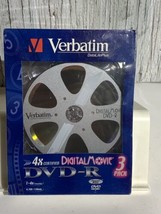 Verbatim 4X Certified Digital Movie DVD-R 1 - 4x Compatible 4.7 GB 3 Pac... - £7.49 GBP