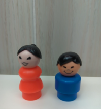 Fisher-Price Little People vintage Asian red mom woman blue boy black ha... - $14.84