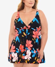 MSRP $119 Swim Solutions Surplice Swimdress Black Size 18W - $44.18