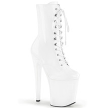 PLEASER Sexy Stripper Dancer White Extreme Platform 8&quot; High Heels Ankle Boots - £78.77 GBP