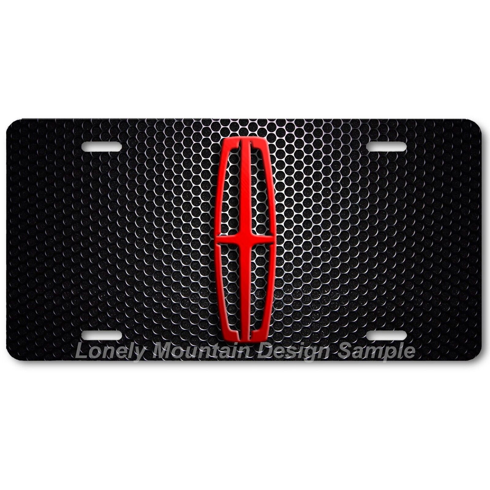 Primary image for Lincoln Logo Only Inspired Art Red on Mesh FLAT Aluminum Novelty License Plate