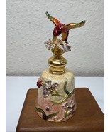 Vintage 2004 Enameled Metal Perfume Bottle with Crystal Hummingbirds 3 3... - $25.64 CAD