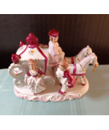 Vintage Horse Carriage Victorian Colonial Porcelain Figurine Rose And White - $16.29 CAD