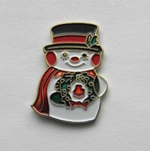 Christmas Snowman Holly Wreath Xmas Lapel Pin Badge 3/4 Inch - £4.21 GBP