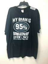 Fruit of the Loom Men&#39;s Black Size XL T-Shirt My Brain is 95% Broadway S... - £7.05 GBP