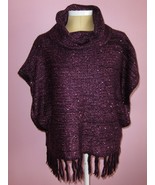 Nine West Vintage America Collection Purple Cowl Neck Sweater Poncho Wrap XL - $24.97