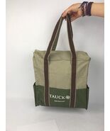 Tauck Tours Cloth Travel Bag Forrest Green Brown / Beige Zipper Beach Gr... - $2.88 CAD