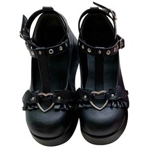 ita Cosplay Punk Goth Sweet Mary Jane Pumps For Women Bow Round Toe Ankle T-stra - £41.80 GBP