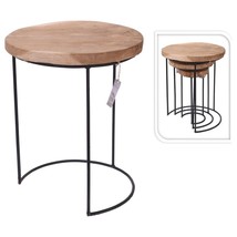 H&amp;S Collection 3-Piece Side Table Set Teak and Metal - $90.36