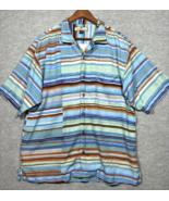Tommy Bahama Men&#39;s Shirt Sz L 100% Silk Striped Short Sleeve Button-Up B... - $19.06