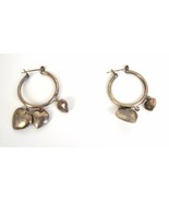 Earrings Pierced .925 Sterling Silver Dangle 3 Heart Hoop Drop Vintage - $67.00 CAD