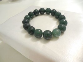 Department Store 7&quot; Green Jasper Beaded Stretch Bracelet J593 - $12.47