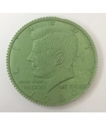 Green John F.  Kennedy Half Dollar Rubber Junk Drawer Finding 2&quot; 1980 Ho... - £7.86 GBP