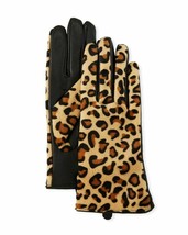Karl Lagerfeld Leopard-Print Leather Combo Gloves Size Small NWT - £62.12 GBP