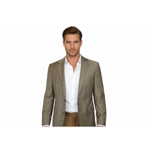 Men's Mono Turkey Sport Coat 100% Super 180s Wool 1480-04 Tan Brown Plaid image 2