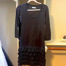 Calvin Klein Sweater Dress Womens Size Small Gray Fringe Comfortable Warm - £22.25 GBP