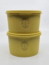 Set Of (2) Tupperware Yellow Servalier Canisters Starburst Lids Nesting 1298 - £23.76 GBP
