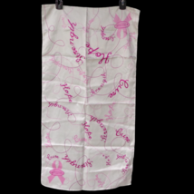 Zermat Silky Satin Pink Ribbon Hope Strength Cure Inspirational Rectangle Scarf - £8.52 GBP