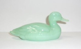 Fenton Glass Jadeite Jade Green Mallard Duck Figurine Mosser Made In USA - £59.95 GBP