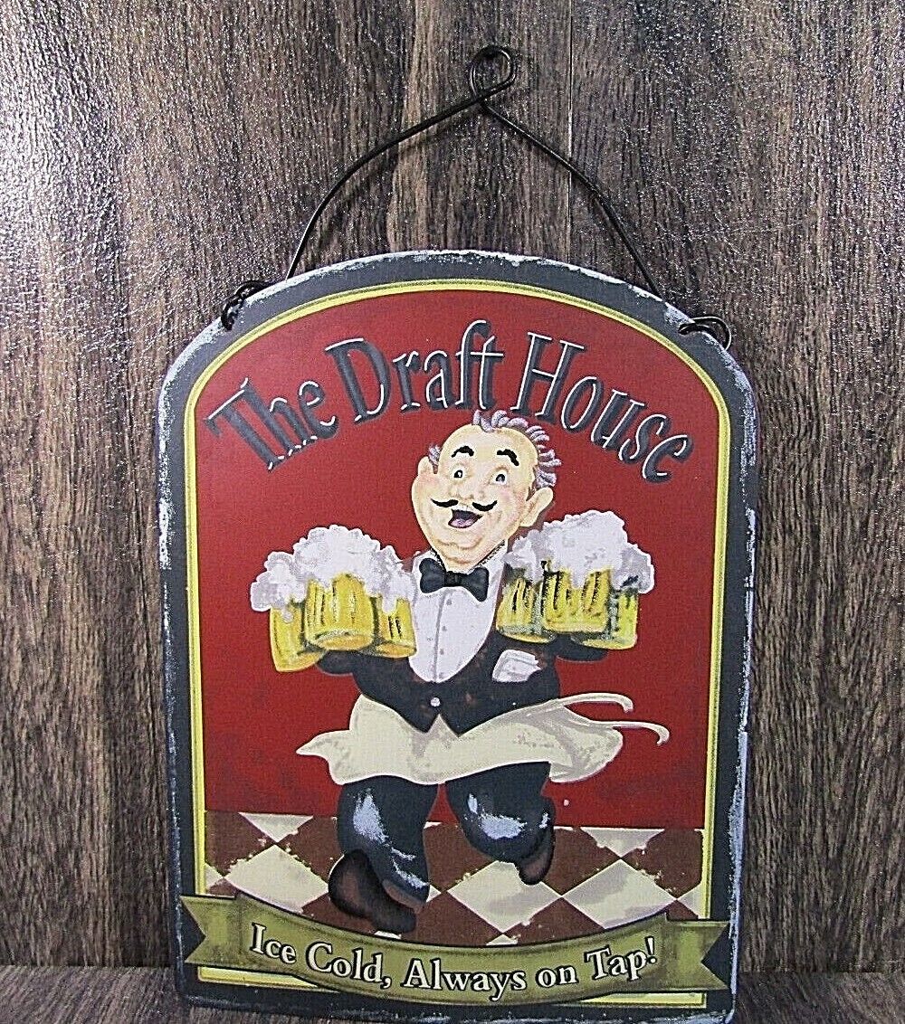Primary image for The Draft House Ice Cold Always On Tap Beer Tin Sign Mancave Wall Bar Decor 