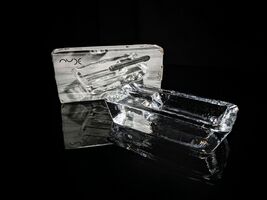 Heavy clear cigar ashtray NIB. Measures 7.5" L x 3.5" W x 1.5" H