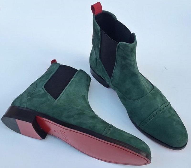 Newly Tiber Green Stylish Look Premium Suede Leather Chelsea Ankle Dress Boots