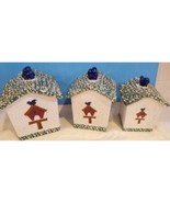 Gibson Stoneware Blue Bird House 3 Canister Set Vintage See Pictures Ver... - $427.08 MXN