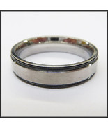 Stainless Steel Stamped Ring 6mm, Black Edge  - $24.64 CAD