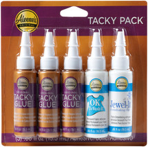 Aleene&#39;s Try Me Size Tacky Pack .66oz Jewel It, Ok To Wash It &amp; 3 Original - £14.40 GBP