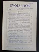 International Journal of Organic Evolution August 1989 Vol 43 No 5 Pg 925-1136 - £23.25 GBP