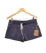 PJ Salvage Sleep Shorts Womens Medium Blue Embroidered Vintage Stars Jam... - $18.34