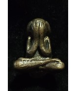 Thai amulet phra pidta brass size 2.5 cm. old, authentic, rare, luck. - $739.49 MXN