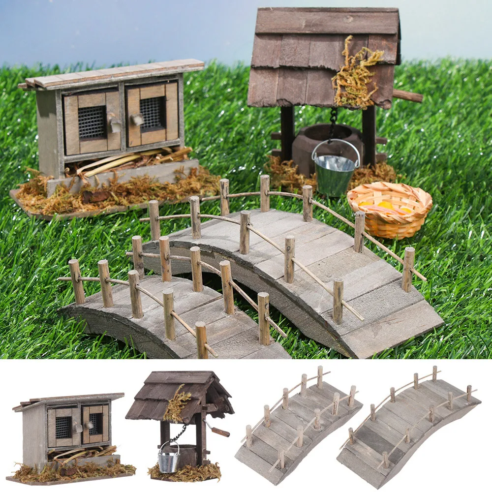 1:12 Outdoor Scene Model Miniature Chicken Coop Mini Arch Bridge Dollhouse Decor - £7.69 GBP+