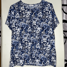BonWorth blue and white floral short sleeve top - £7.70 GBP