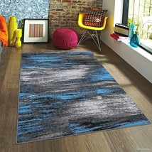 Rugs Area Rugs Carpets 8x10 Rug Modern Large Floor Bedroom Blue 5x7 Gray Rugs ~~ - £101.92 GBP+