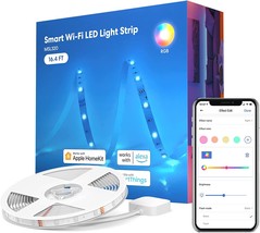 Smart Led Strip Lights Work With Apple Homekit, 16 Point 4 Ft Wifi Rgb, Party. - £35.84 GBP