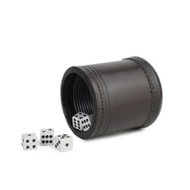 Real Leather Dice Shaker Dice Cup With 5 Dices Dice Roller For Dice Game Bar - £22.58 GBP