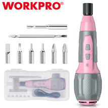 WORKPRO 4V Electric Cordless Screwdriver Set USB Rechargeable Screwdriver 7 Bits - £36.08 GBP