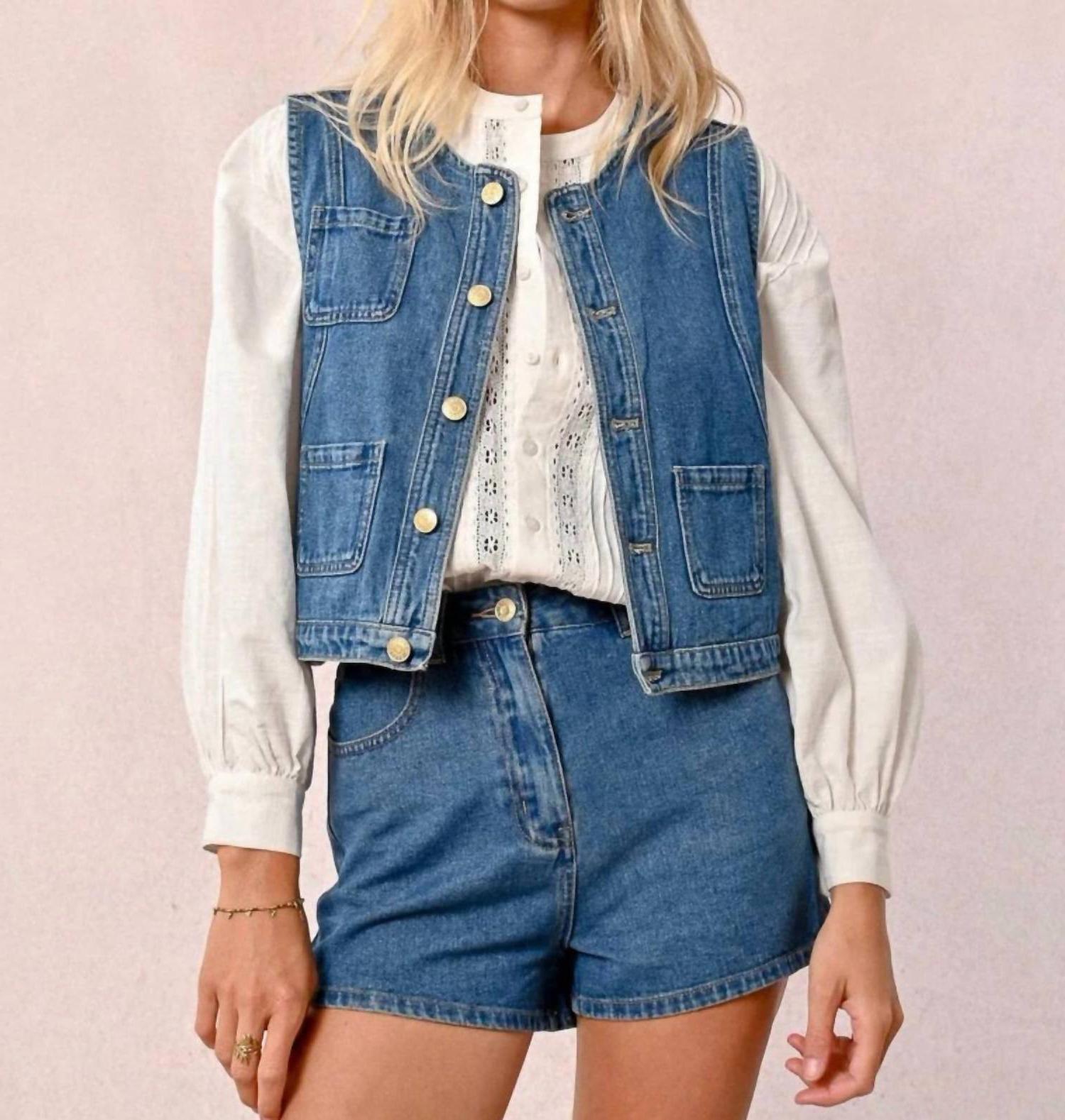 Molly Bracken Knox Denim Vest Size L - £39.53 GBP